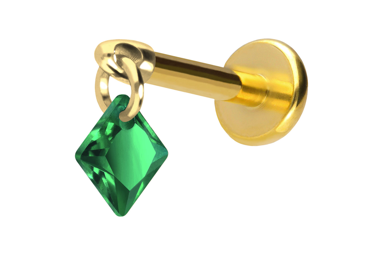 Titan Labret Piercing mit Push Fit KRISTALLQUADRAT